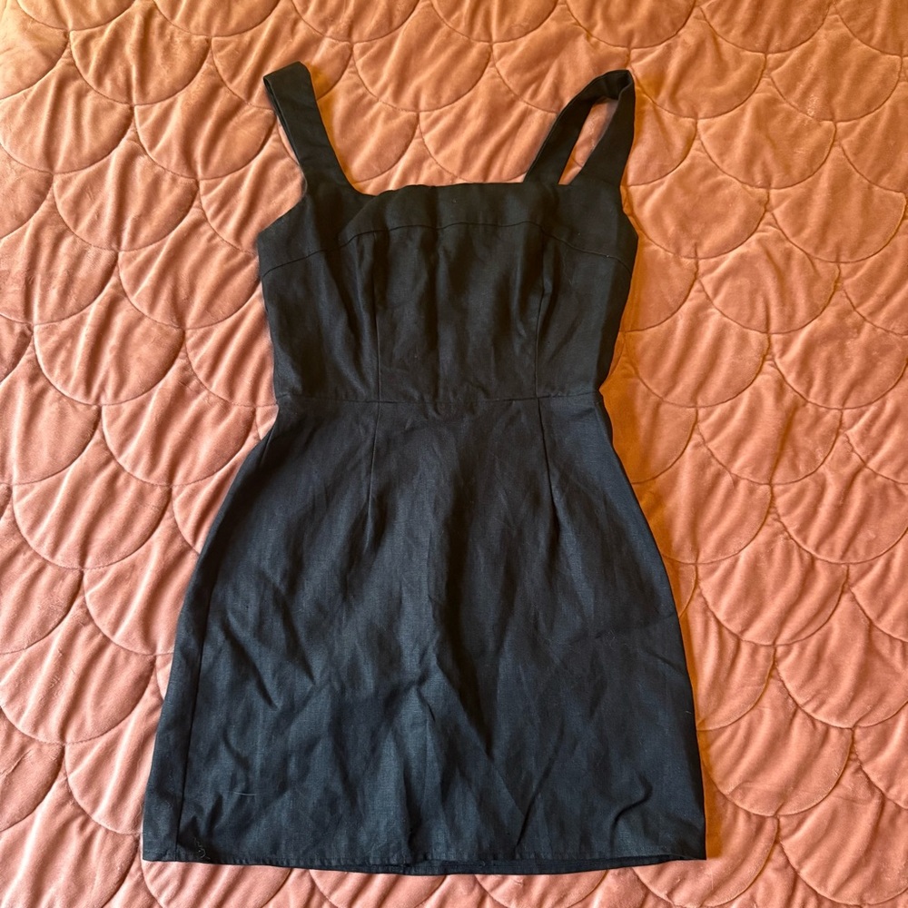 Reformation Black Linen Mini Dress Size 4